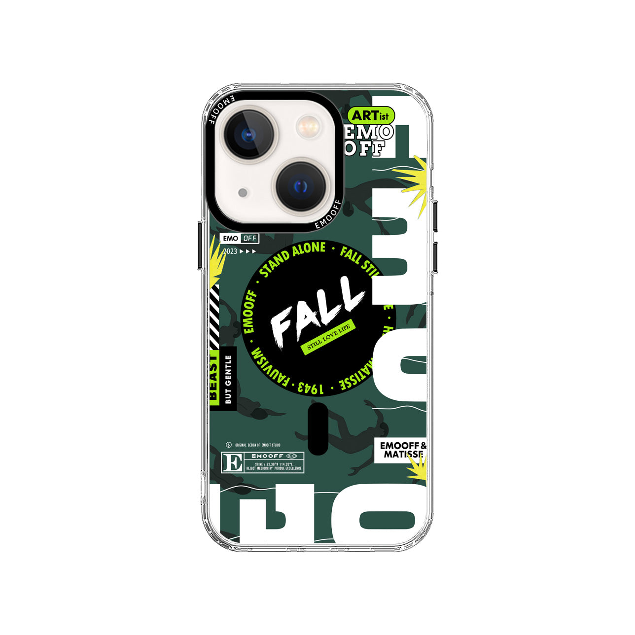 EMO OFF Stand Alone Designer Case For iPhone 15