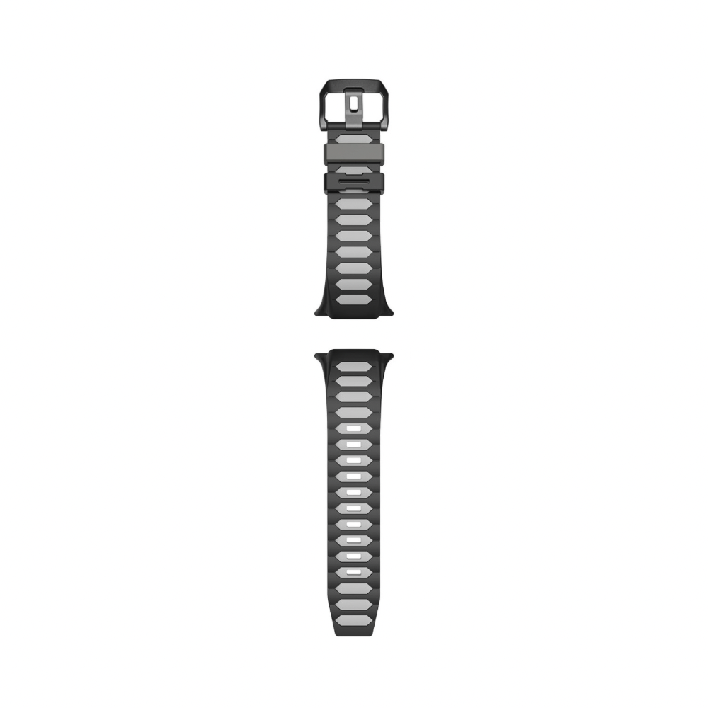 Dual Colour Soft Silicon Band For Apple Watch 44/45/46/49 mm (Light Grey/Black)