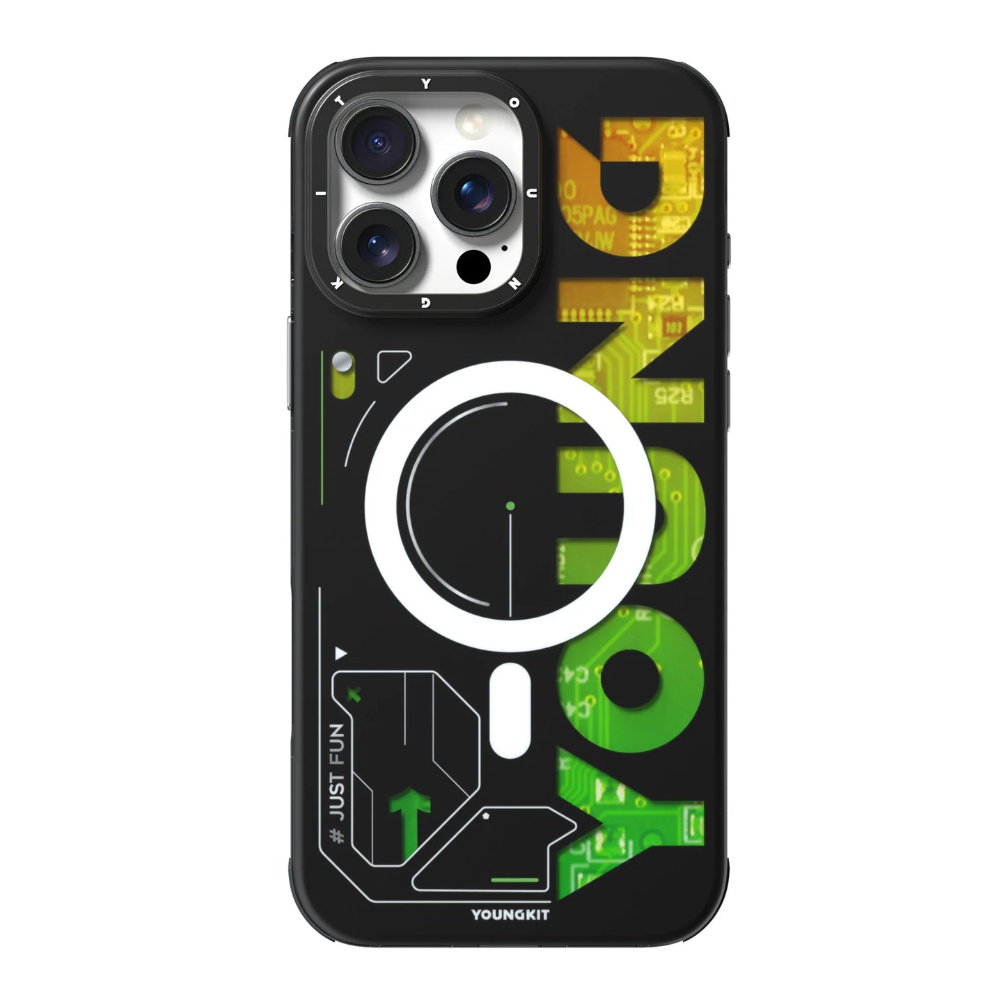 YOUNGKIT New Circuit Magsafe Futuristic & Digital Series Case for iPhone 16 Pro Max (Black)