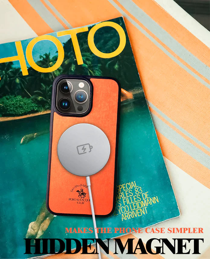 Santa Barbara Polo Raquet Club MYRON Series for iPhone 15 Pro Max (ORANGE) (MAGSAFE COMPATIBLE)