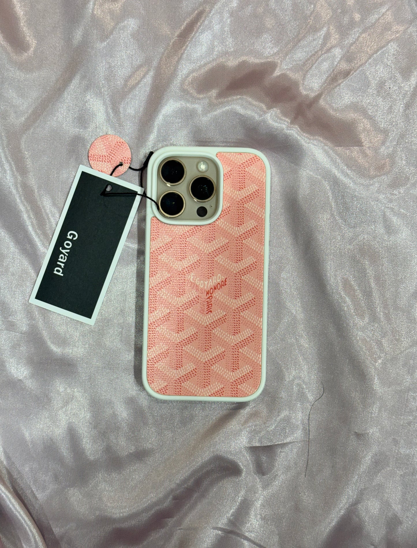 Branded PU Leather Case for iPhone 16 Pro (Pink)