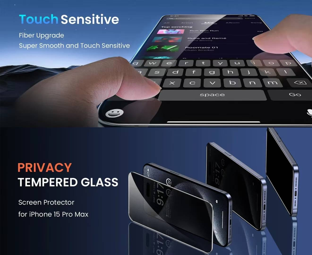 Santa Barbara Polo Raquet Club Ultra HD PRIVACY Tempered Glass Protector for iPhone 17 Pro (Privacy HD)