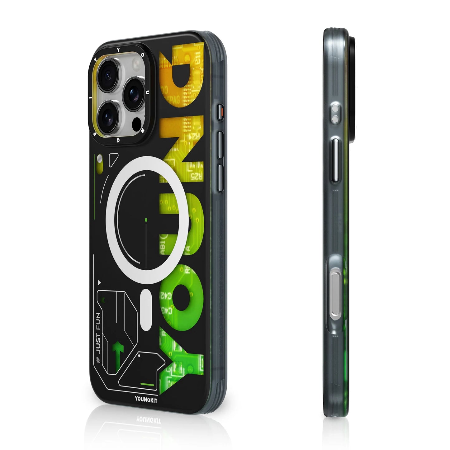 YOUNGKIT New Circuit Magsafe Futuristic & Digital Series Case for iPhone 16 Pro Max (Black)