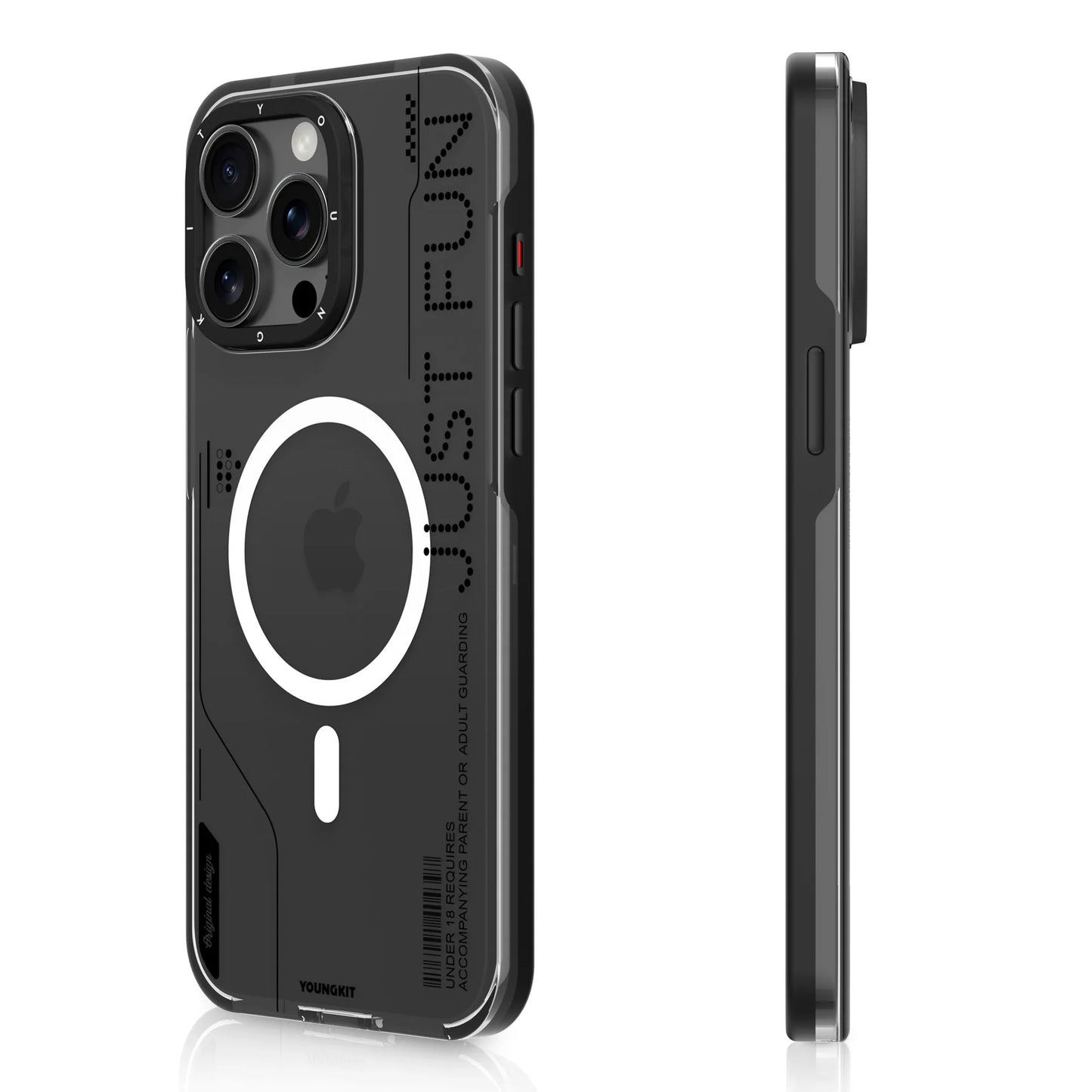 YOUNGKIT Crystal Anti Yellowing Transparent Case with Thin Metal Front Bumper Case for iPhone 15 Pro Max (Transparent + Black)