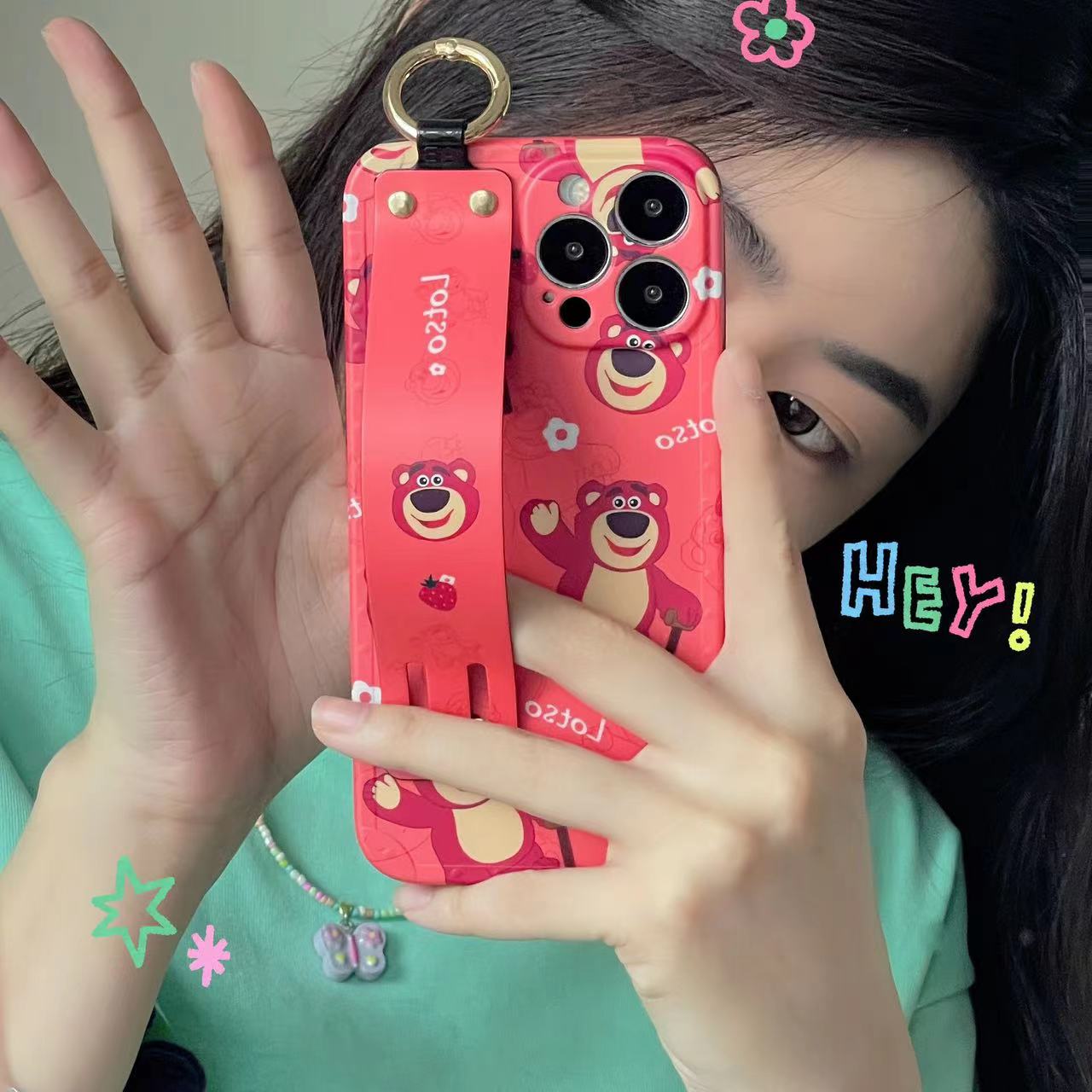 Cartoon Designer Silicon Strap Holder Case for iPhone 14 Pro