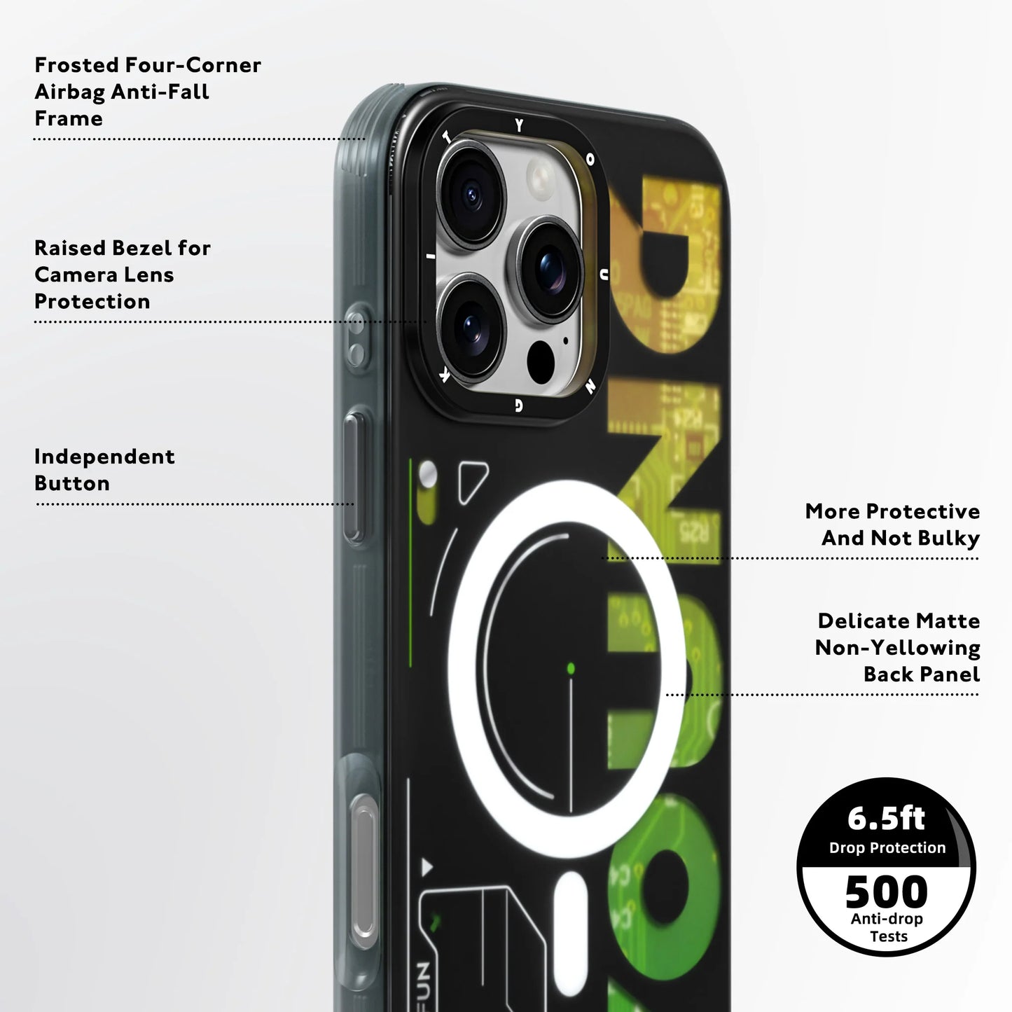 YOUNGKIT New Circuit Magsafe Futuristic & Digital Series Case for iPhone 16 Pro Max (Black)