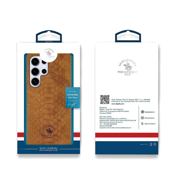 Santa Barbara Polo Raquet Club KNIGHT Series PU Leather Case for Samsung S25 (Tan Brown)