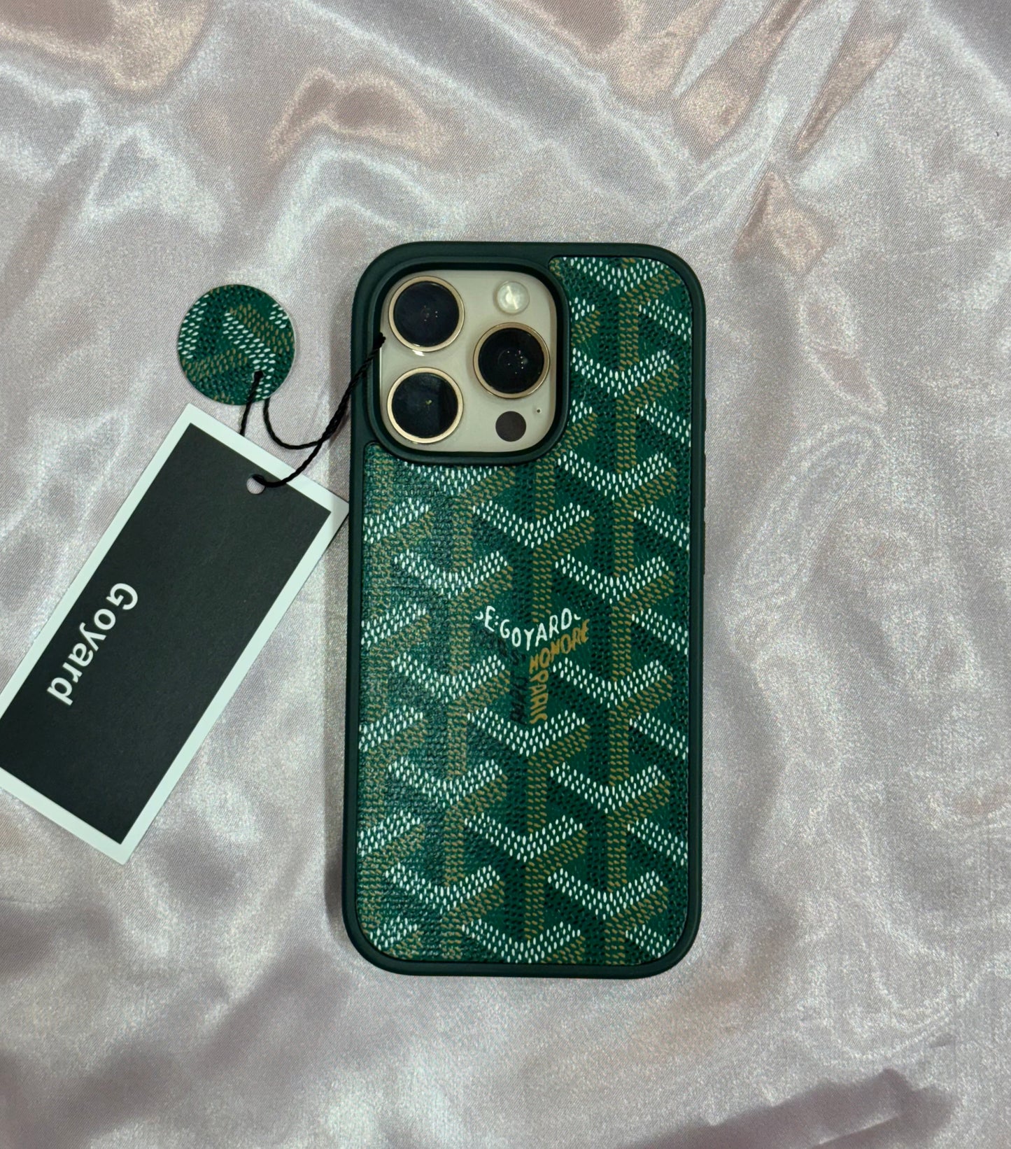 Branded PU Leather Case for iPhone 15 Pro (Green)