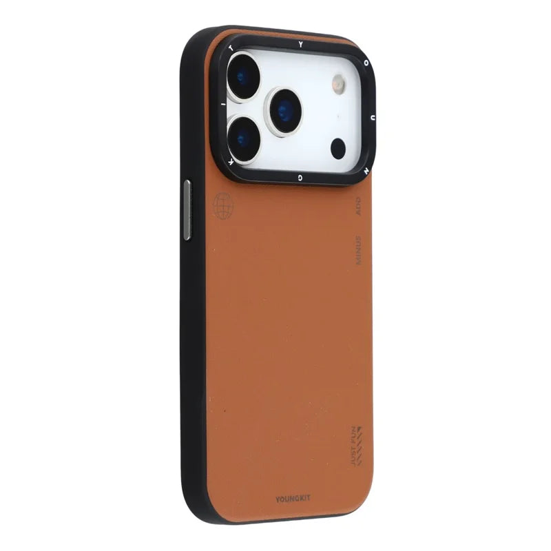 YOUNGKIT Matte Finish Leather Cover with Magsafe for iPhone 17 Pro Max (Tan Brown)