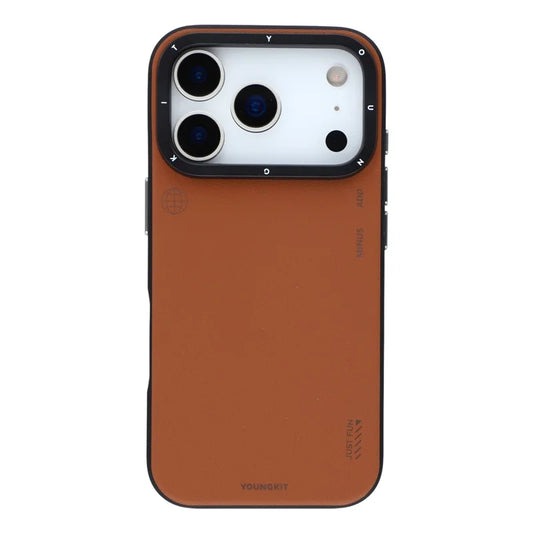 YOUNGKIT Matte Finish Leather Cover with Magsafe for iPhone 17 Pro (Tan Brown)
