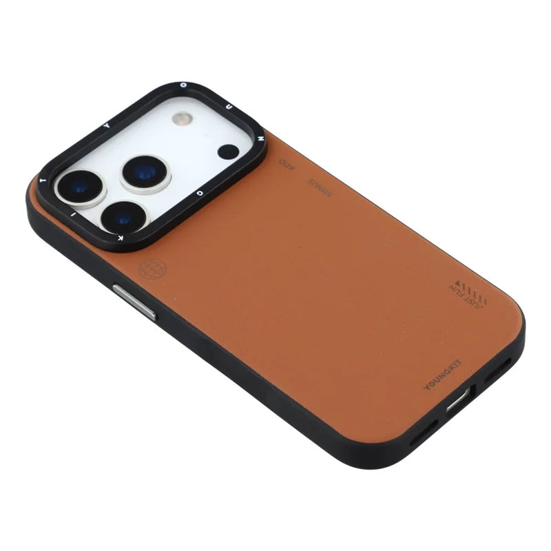 YOUNGKIT Matte Finish Leather Cover with Magsafe for iPhone 17 Pro Max (Tan Brown)