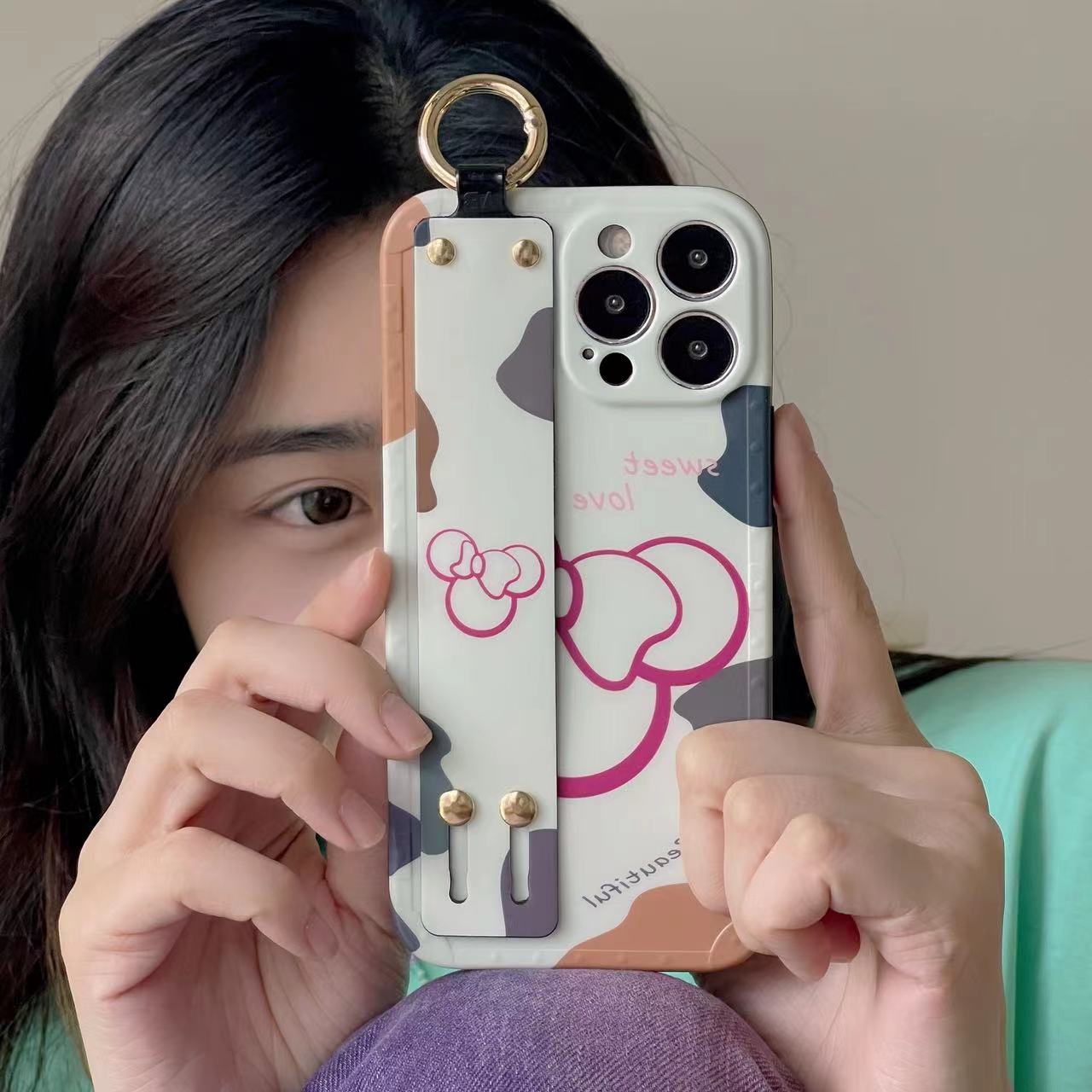 Cartoon Designer Silicon Strap Holder Case for iPhone 14 Pro