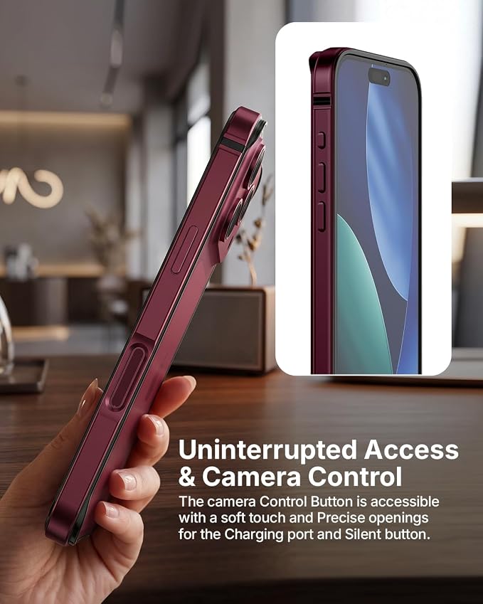 Metallic Bumper Case For iPhone 17 Pro Max / 18 Pro Max (Burgundy) (Code:5044)