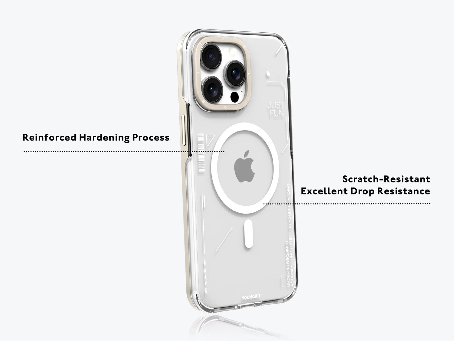 YOUNGKIT Crystal Anti Yellowing Transparent Case with Thin Metal Front Bumper Case for iPhone 16 Pro Max (Transparent + Natural Titanium)