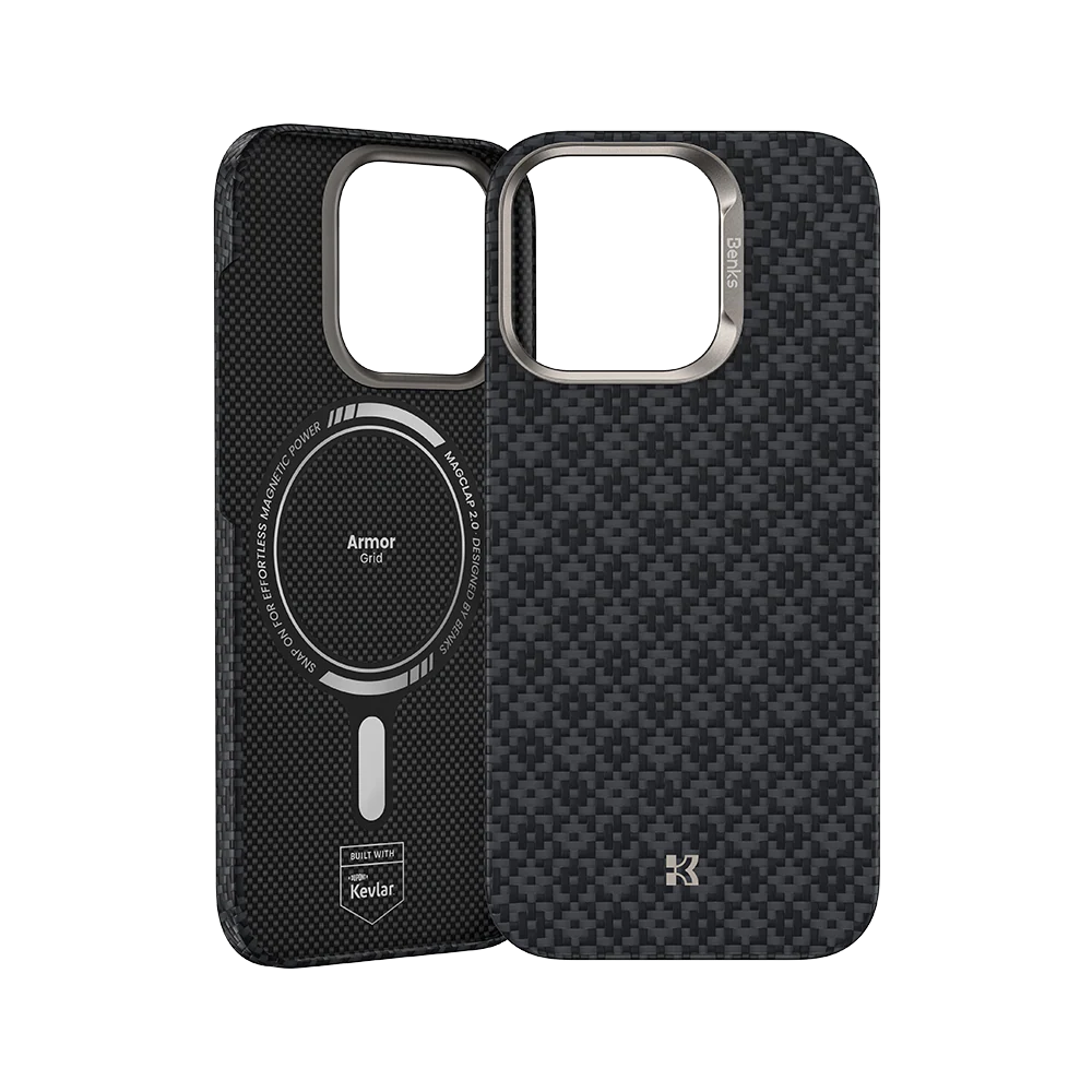 BENKS ArmorGrid ArmorAir Case Built with Kevlar® for iPhone 16 Pro Max (BLACK)