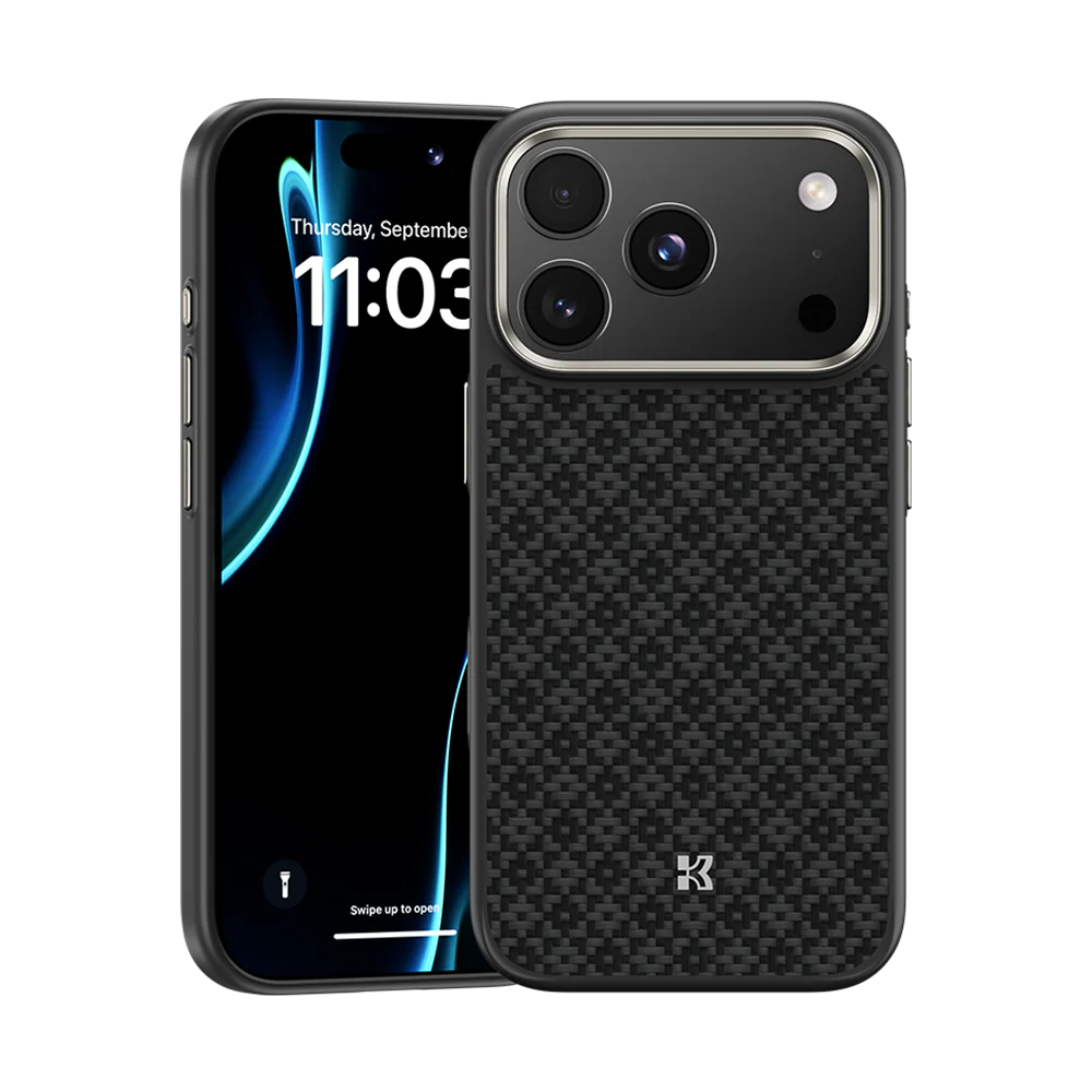 BENKS ArmorGrid ArmorPro Case built with Kevlar® Carbon Fibre for iPhone 17 Pro Max (BLACK)