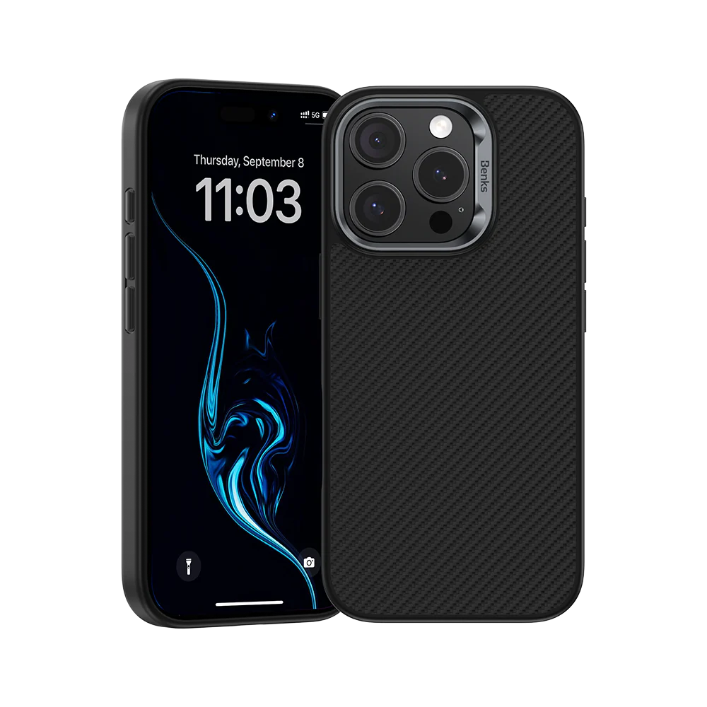 BENKS Armor Pro Carbon Fibre Case built with Kevlar® 600D for iPhone 16 Pro