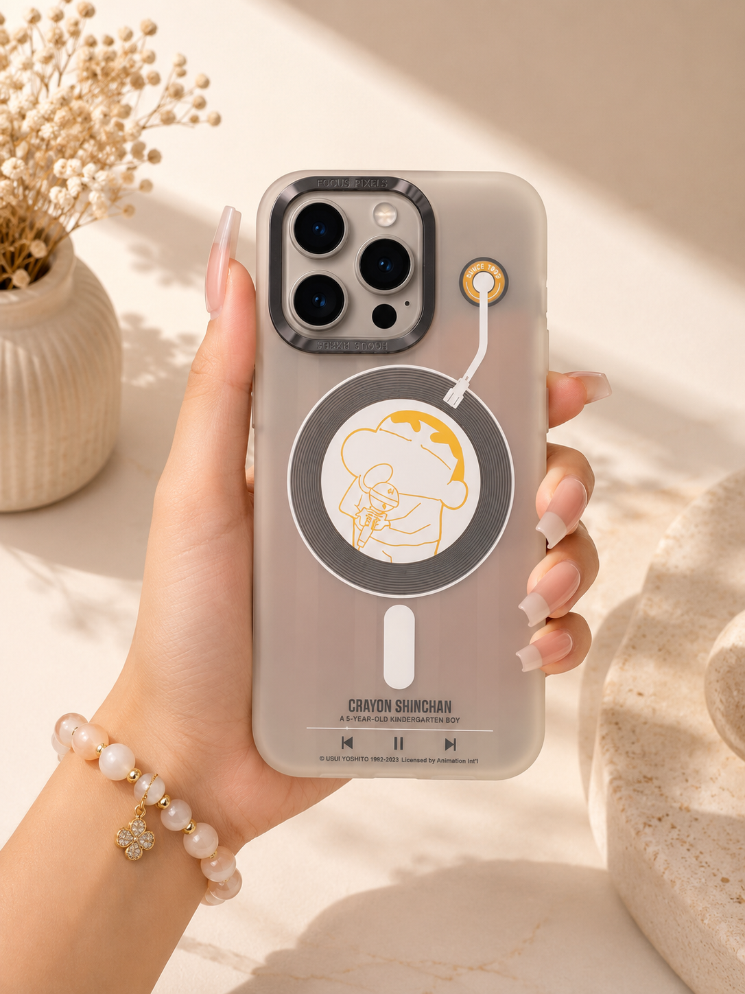Rock Matte Finish Series Case For iPhone15 Pro Max(ShinChan Radio Class)