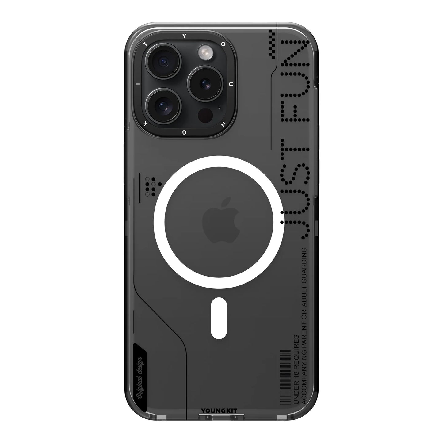 YOUNGKIT Crystal Anti Yellowing Transparent Case with Thin Metal Front Bumper Case for iPhone 15 Pro Max (Transparent + Black)