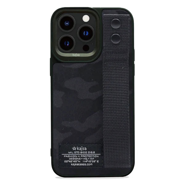 KAJSA Military Collection Straps Back Case for iPhone 15 Pro (Black)