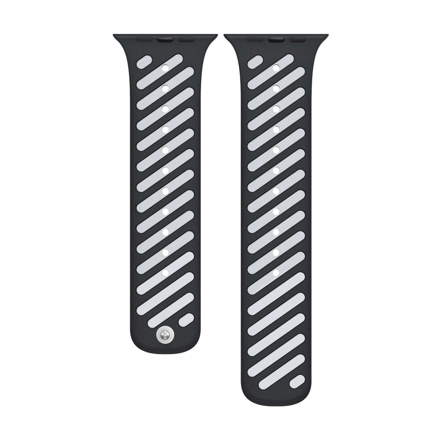Double Colour Striped Magnetic Silicon Watch Band 44/45/46mm & 49mm (Grey/Black)
