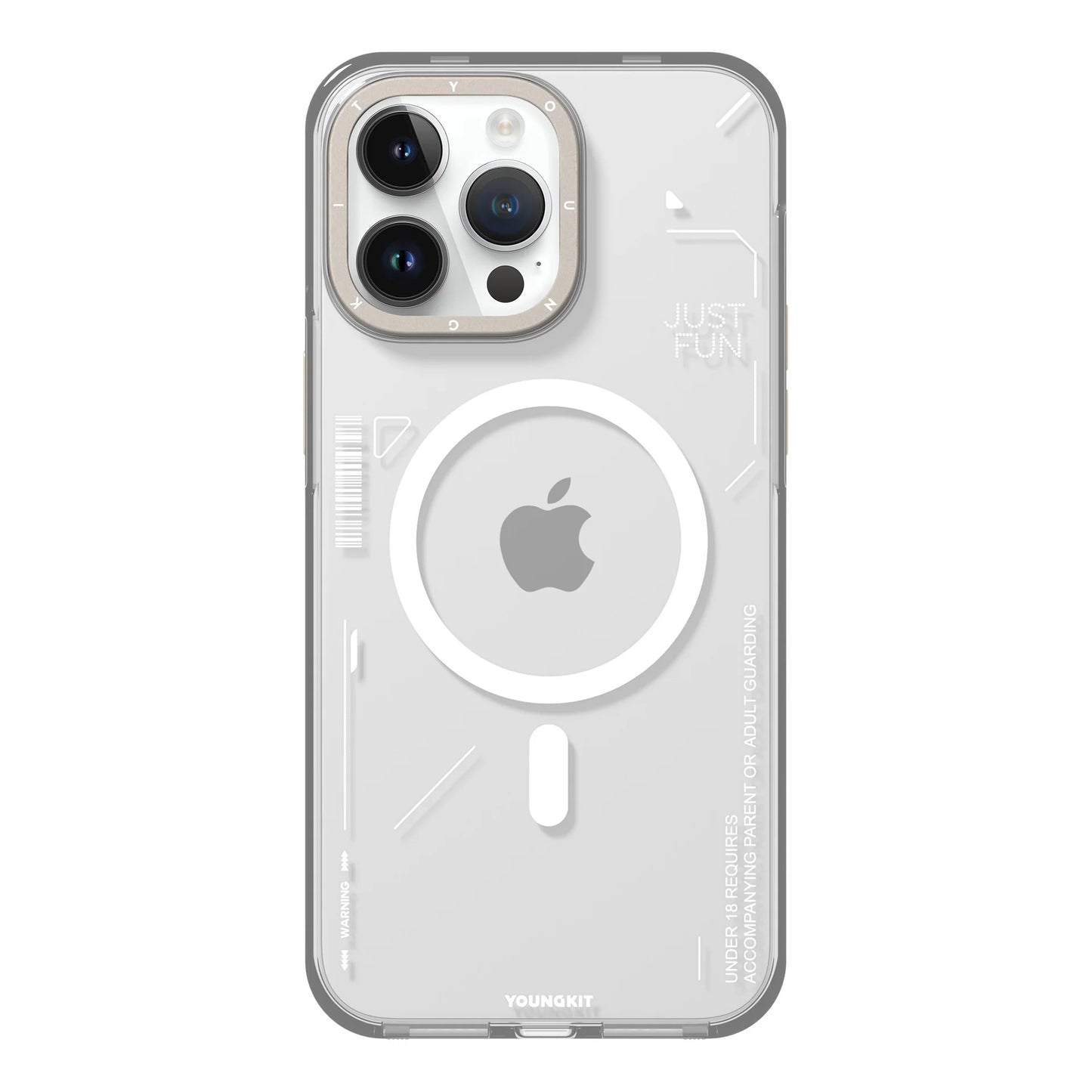 YOUNGKIT Crystal Anti Yellowing Transparent Case with Thin Metal Front Bumper Case for iPhone 16 Pro Max (Transparent + Natural Titanium)