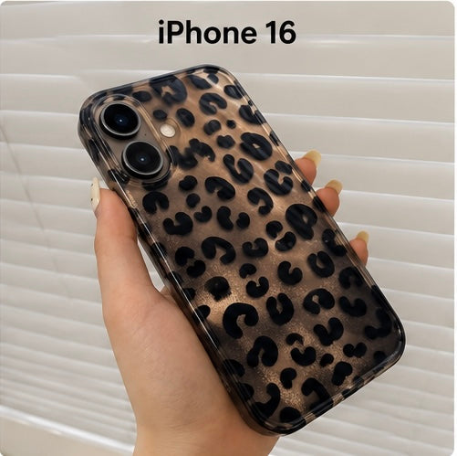 Leopard Pattern Case for iPhone16 (Black/Silver)