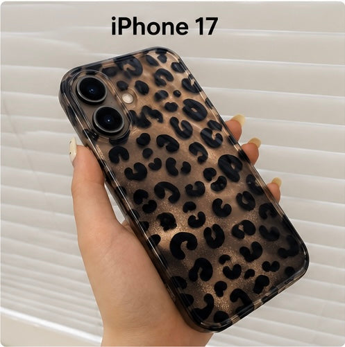 Leopard Pattern Case for iPhone17 (Black/Silver)