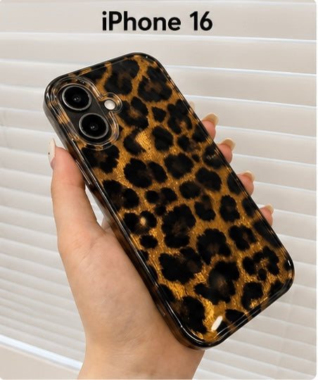 Leopard Pattern Case for iPhone 16 (Golden)