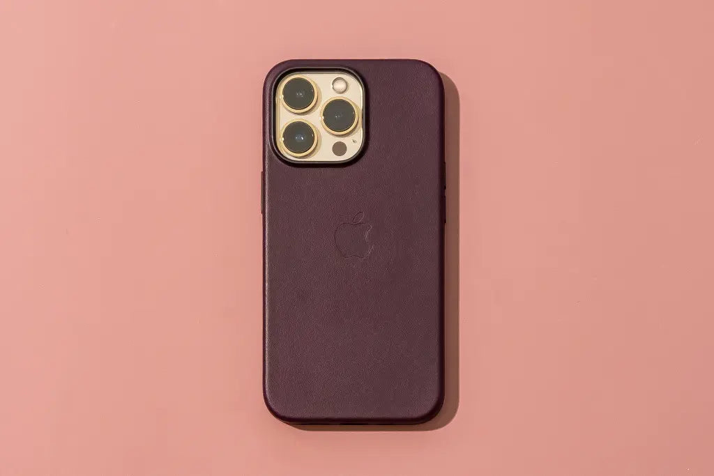 PU Leather Magsafe Compatible Logo Case for iPhone 14 Pro (Deep Purple)