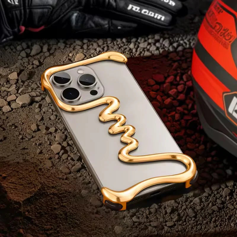 Luxury One Line Ultra-Light Weight Minimalist Case for iPhone 15 Pro Max (Golden)