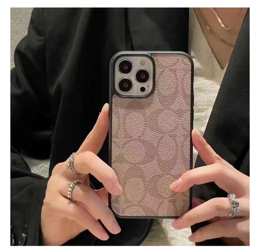 CCH Luxury Branded PU Leather Case for iPhone 16 Pro (LIGHT BROWN)