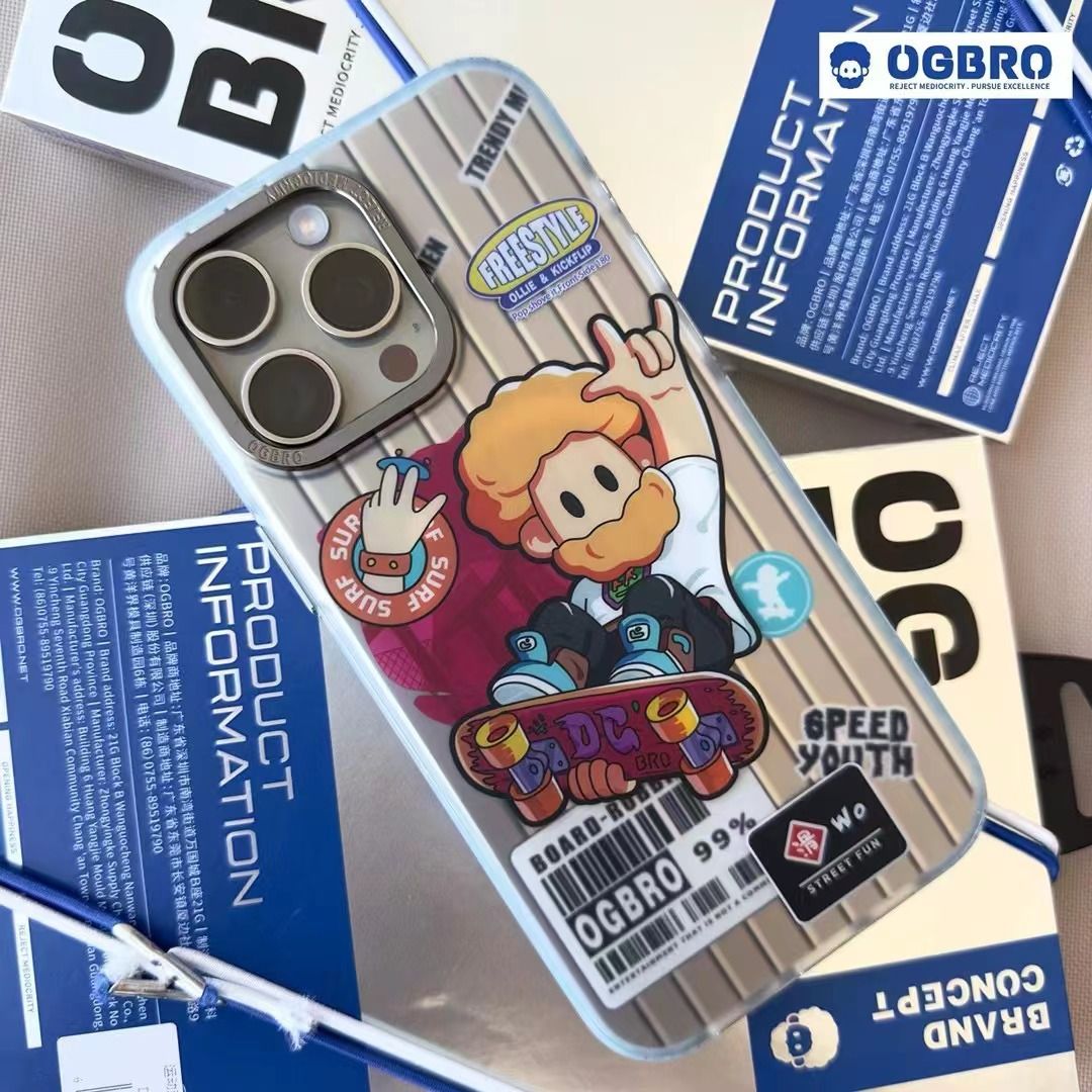 OGBRO Creative Art Design Speed Youth Magnetic Drop Protection Case with Aluminum Lens Frame Protection for iPhone 15 Pro (Artist)