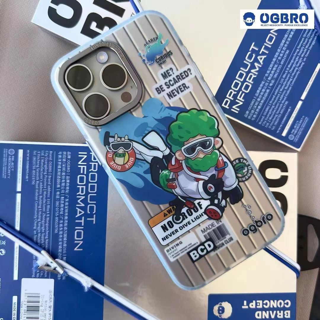 OGBRO Creative Art Design Be Scared Magnetic Drop Protection Case with Aluminum Lens Frame Protection for iPhone 15 Pro Max (Artist)