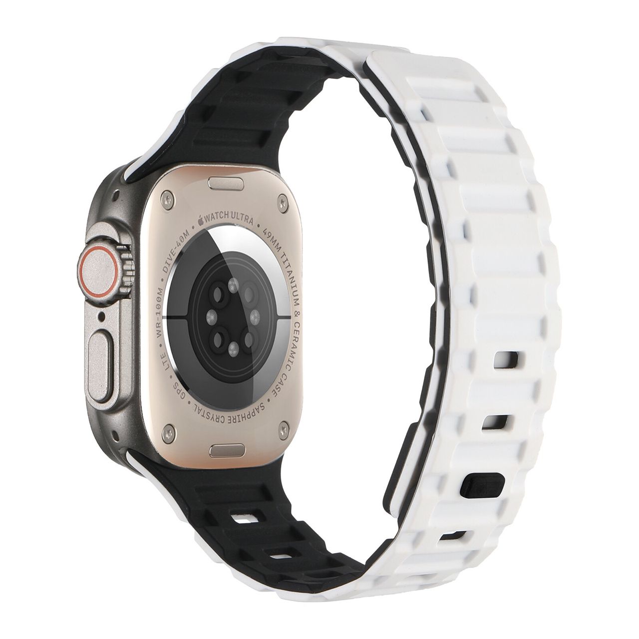 Magnetic Silicon Watch Band for iWatch 42/44/45 & 49 mm (Black & White)