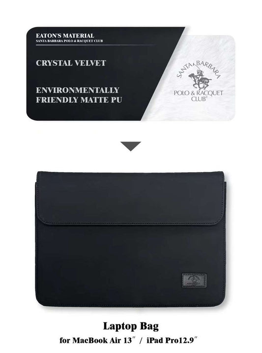 Santa Barbara Polo Matte Black PU Leather Macbook Sleeve for Macbook 13"/ iPad Pro 12.9