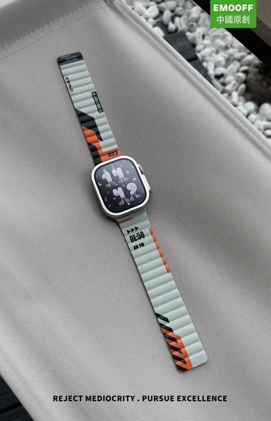 EMO OFF Silicon Designer Magnetic Watch Band for iWatch 42/44/45/49mm (GREY)