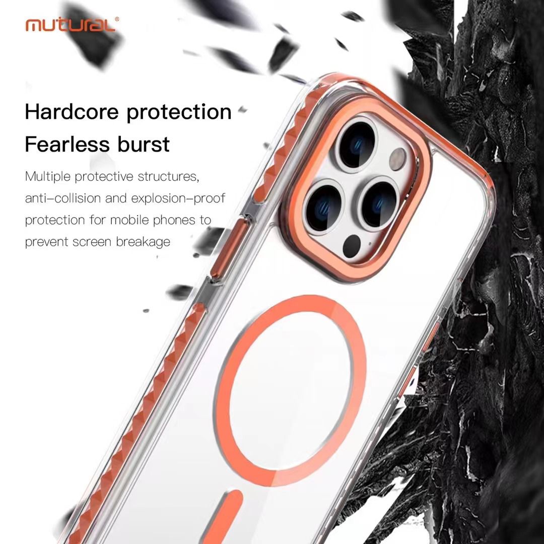 Ultra Hybrid Armour Case with Full Drop Protection Magsafe Compatible Case for iPhone 15 Pro (Orange)