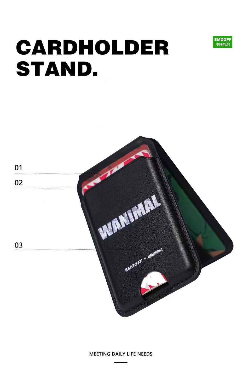 EMO OFF WANIMAL Design Leather Magsafe Wallet