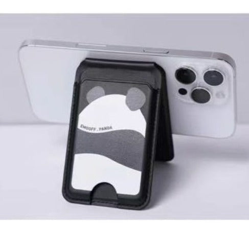 EMO OFF Big Panda Design Leather Magsafe Wallet
