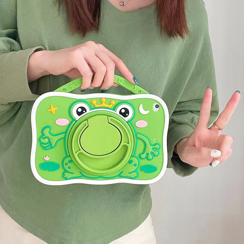 Cartoon Silicone Child Protective Cover for iPad 10.9 (Air 4, Air 5) with Adjustable Stand Cover, Cute Cartoon Design Shockproof Silicone Case