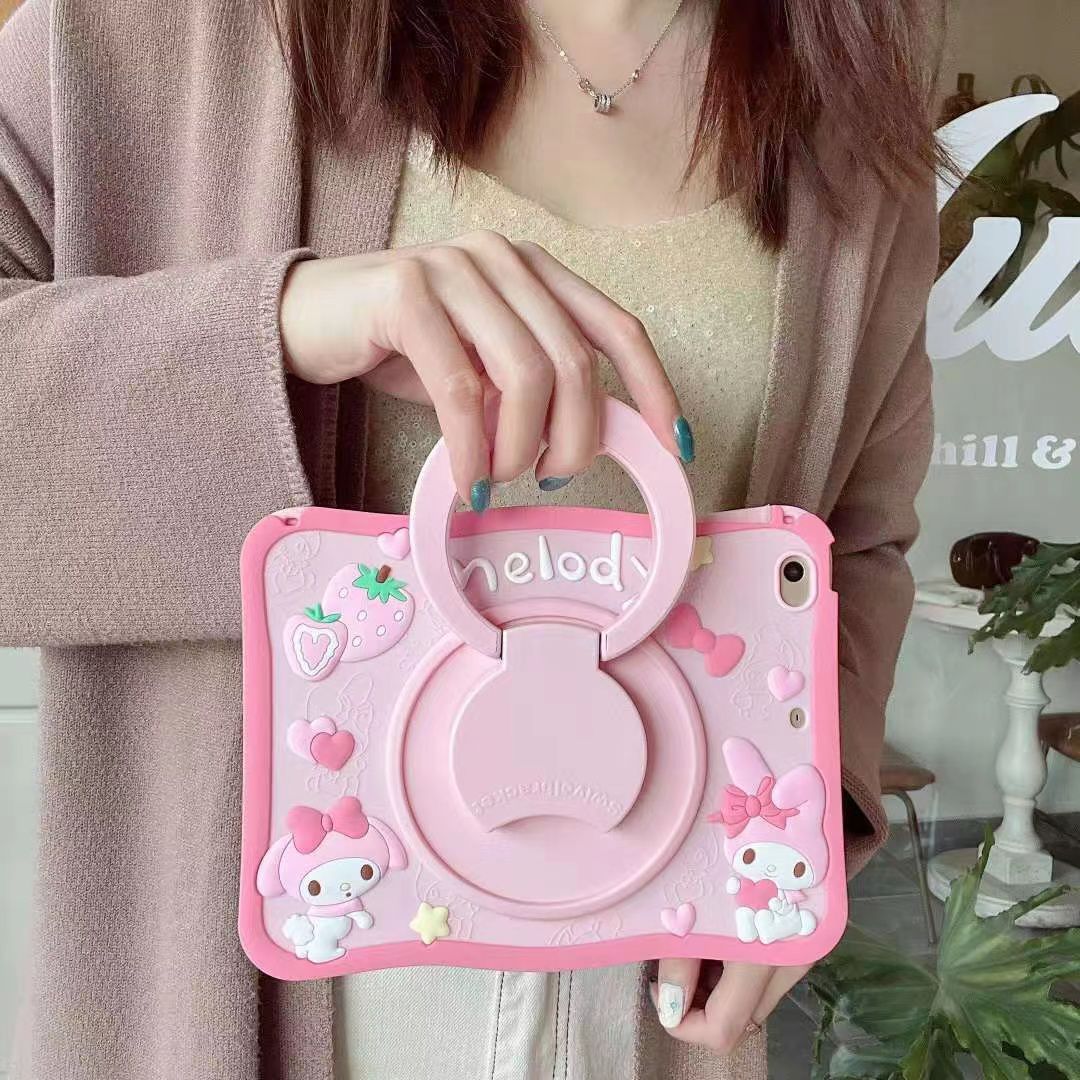 Cartoon Silicone Child Protective Cover for iPad 10.9 (Air 4, Air 5) with Adjustable Stand Cover, Cute Cartoon Design Shockproof Silicone Case