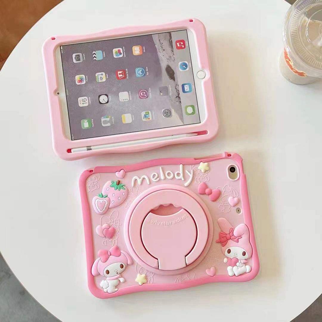 Cartoon Silicone Child Protective Cover for iPad 10.9 (Air 4, Air 5) with Adjustable Stand Cover, Cute Cartoon Design Shockproof Silicone Case