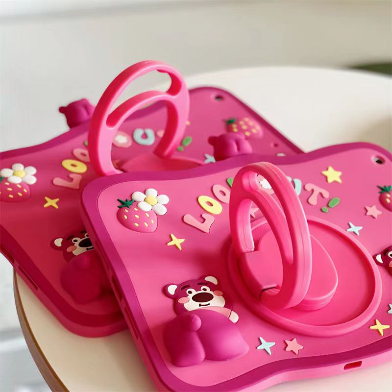 Cartoon Silicone Child Protective Cover for iPad 10.2 with Adjustable Stand Cover, Cute Cartoon Design Shockproof Silicone Case