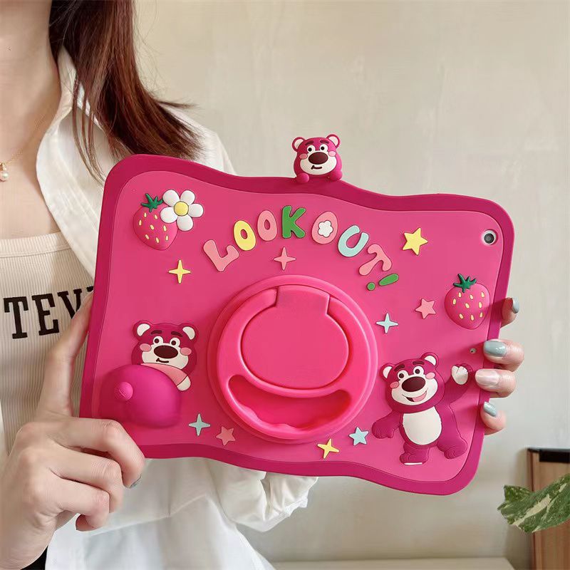 Cartoon Silicone Child Protective Cover for iPad 10.2 with Adjustable Stand Cover, Cute Cartoon Design Shockproof Silicone Case