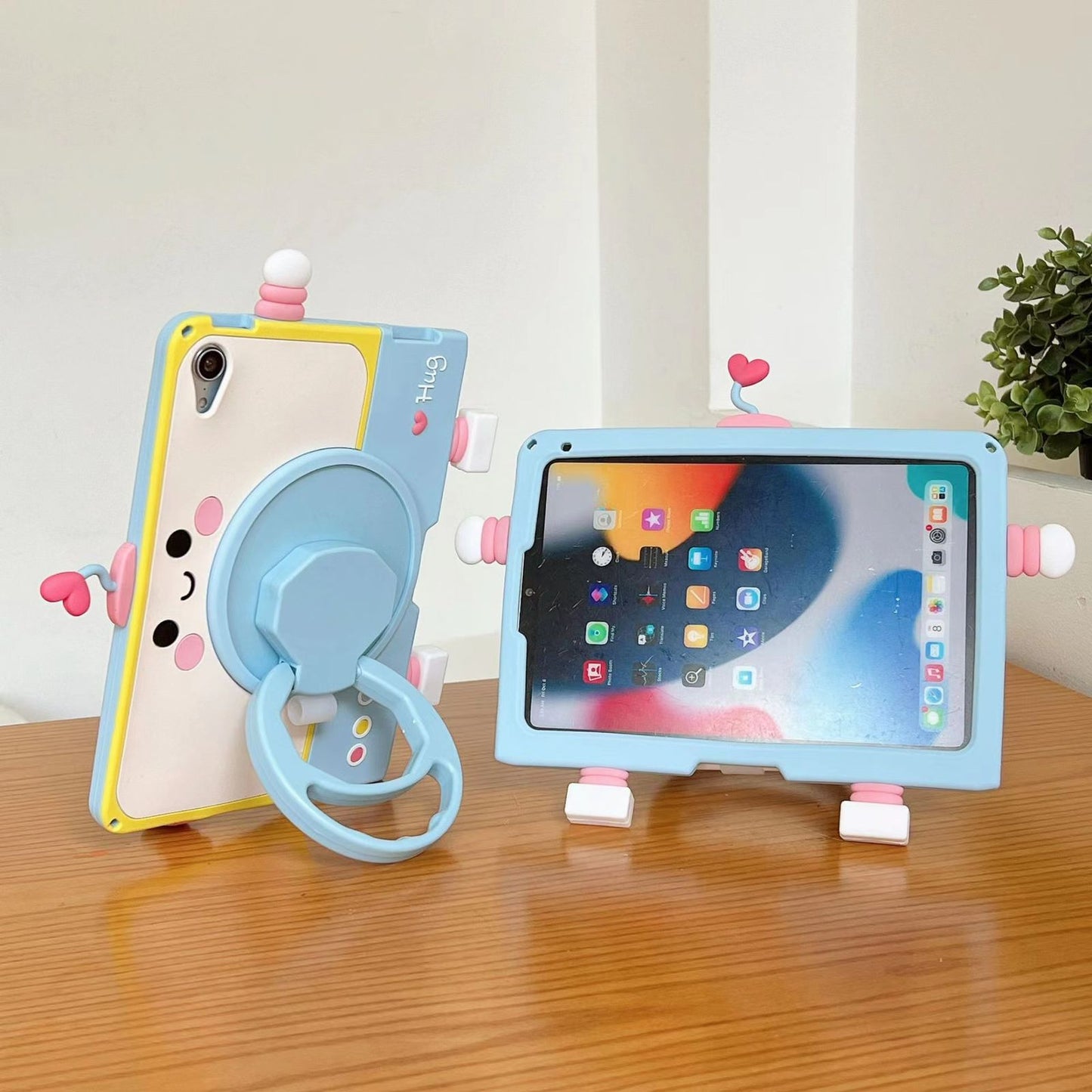 Cartoon Silicone Child Protective Cover for iPad 10.2 with Adjustable Stand Cover, Cute Cartoon Design Shockproof Silicone Case