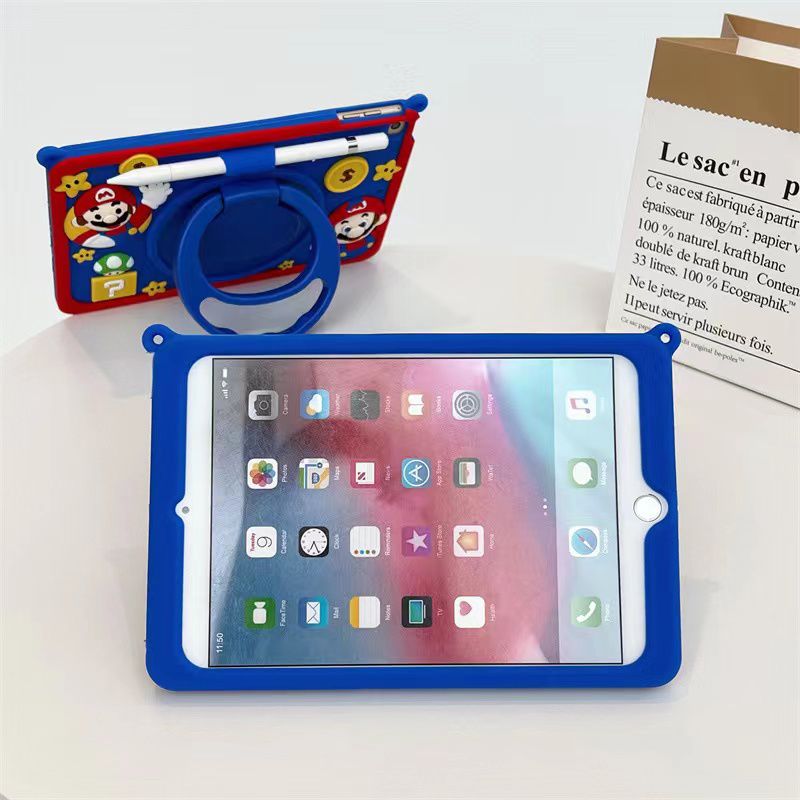 Cartoon Silicone Child Protective Cover for iPad 10.2 with Adjustable Stand Cover, Cute Cartoon Design Shockproof Silicone Case
