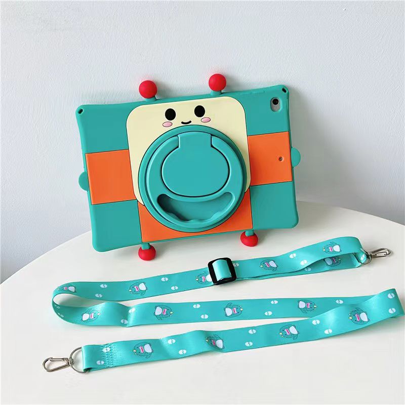 Cartoon Silicone Child Protective Cover for iPad 10.2 with Adjustable Stand Cover, Cute Cartoon Design Shockproof Silicone Case