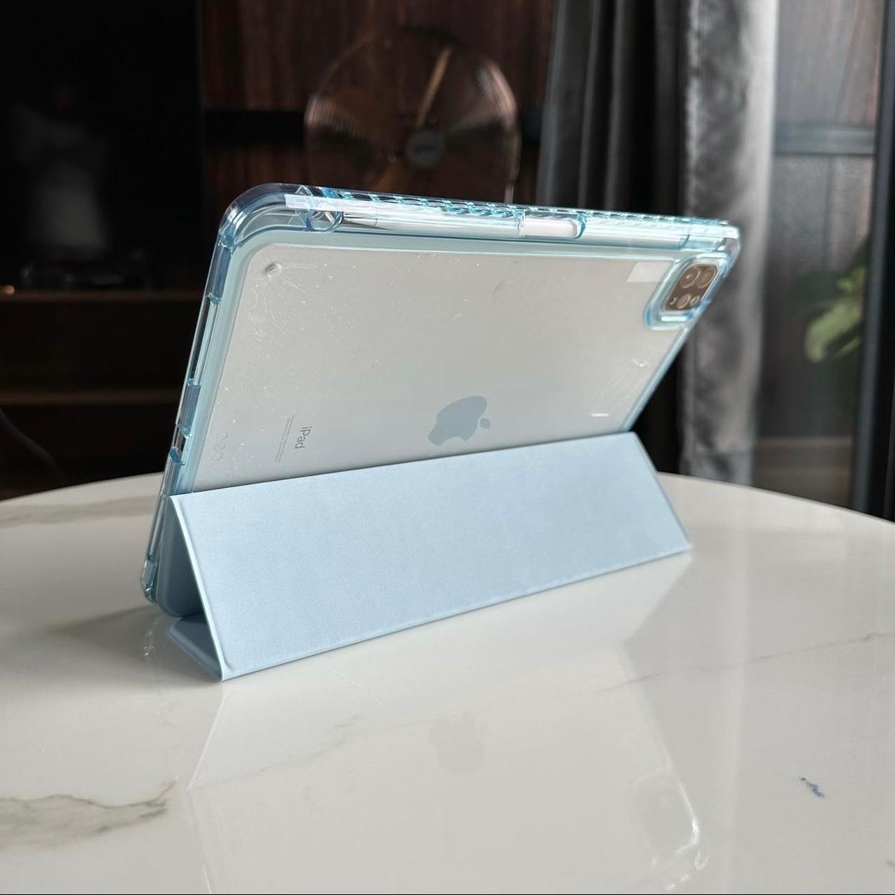 Light Blue PU Leather Finish Foldable Flip Case for iPad 10.2