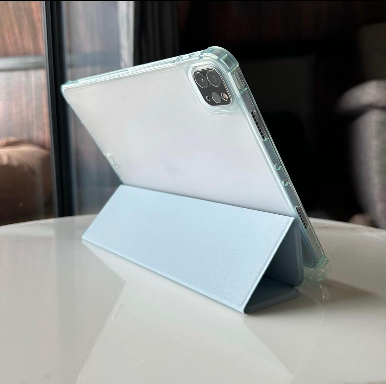 Light Blue PU Leather Finish Foldable Flip Case for iPad 10.2